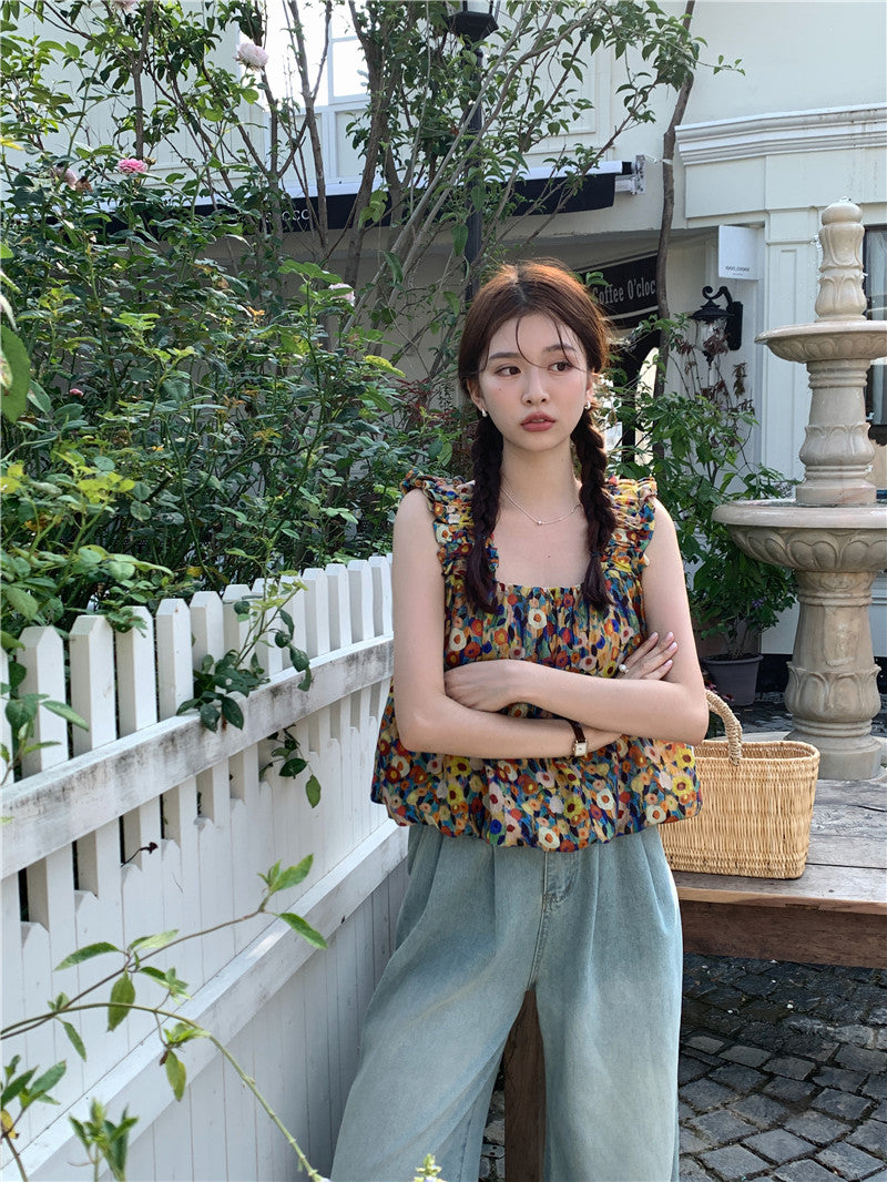 26Jun. 油畫小碎花無袖上衣
