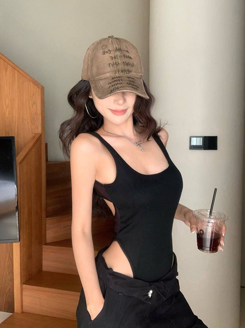 26Jun. 歐美控的愛 設計款帶胸墊U領連體衣 黑