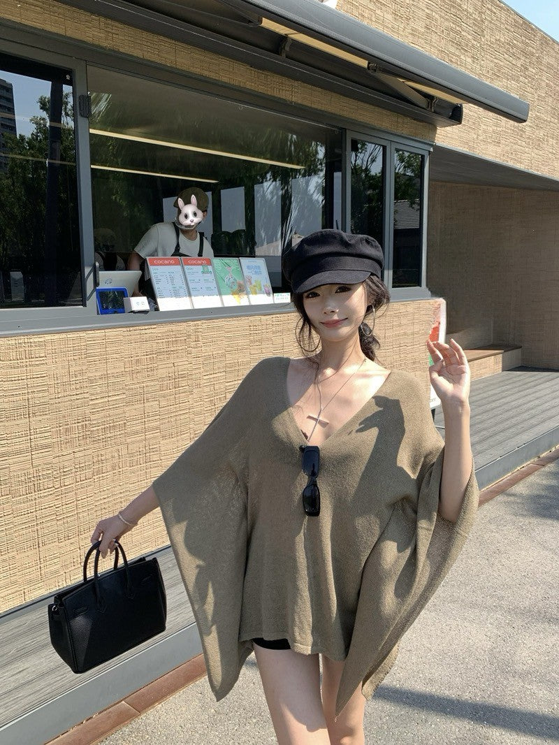 26Jun. 老錢慵懶鬆弛感蝙蝠袖針織罩衣