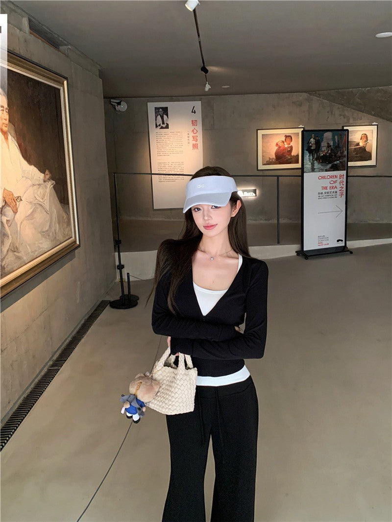 26Jun. 通勤基礎修身拉鍊外套抽繩褲套裝 黑