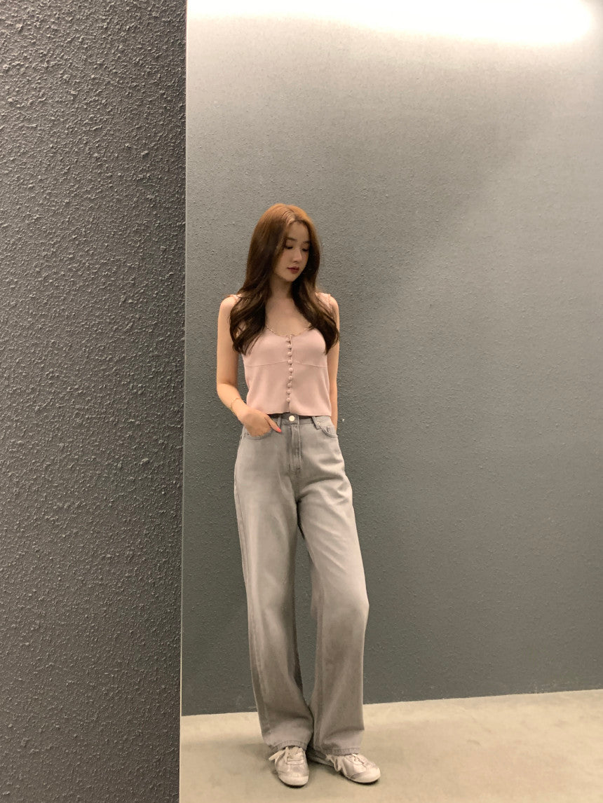 26Jun. 排扣水滴邊背心 粉