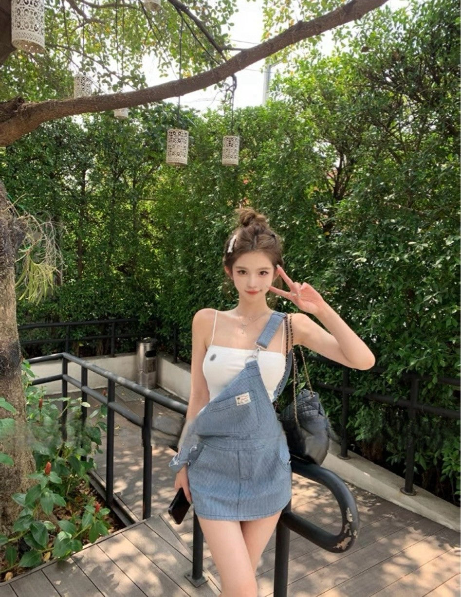 26Jun. 半島筆記 輕氧條紋吊帶裙