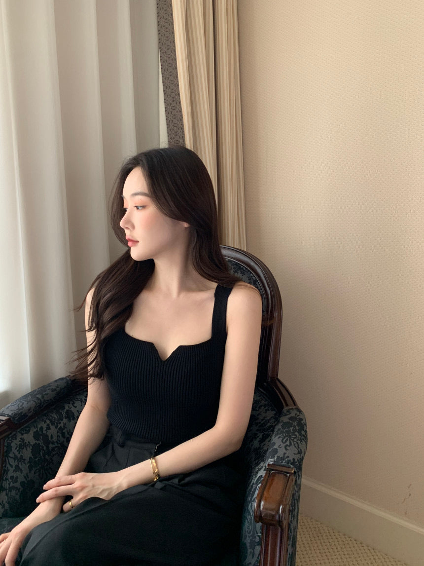 26Jun. 百搭方領修身針織背心 3色
