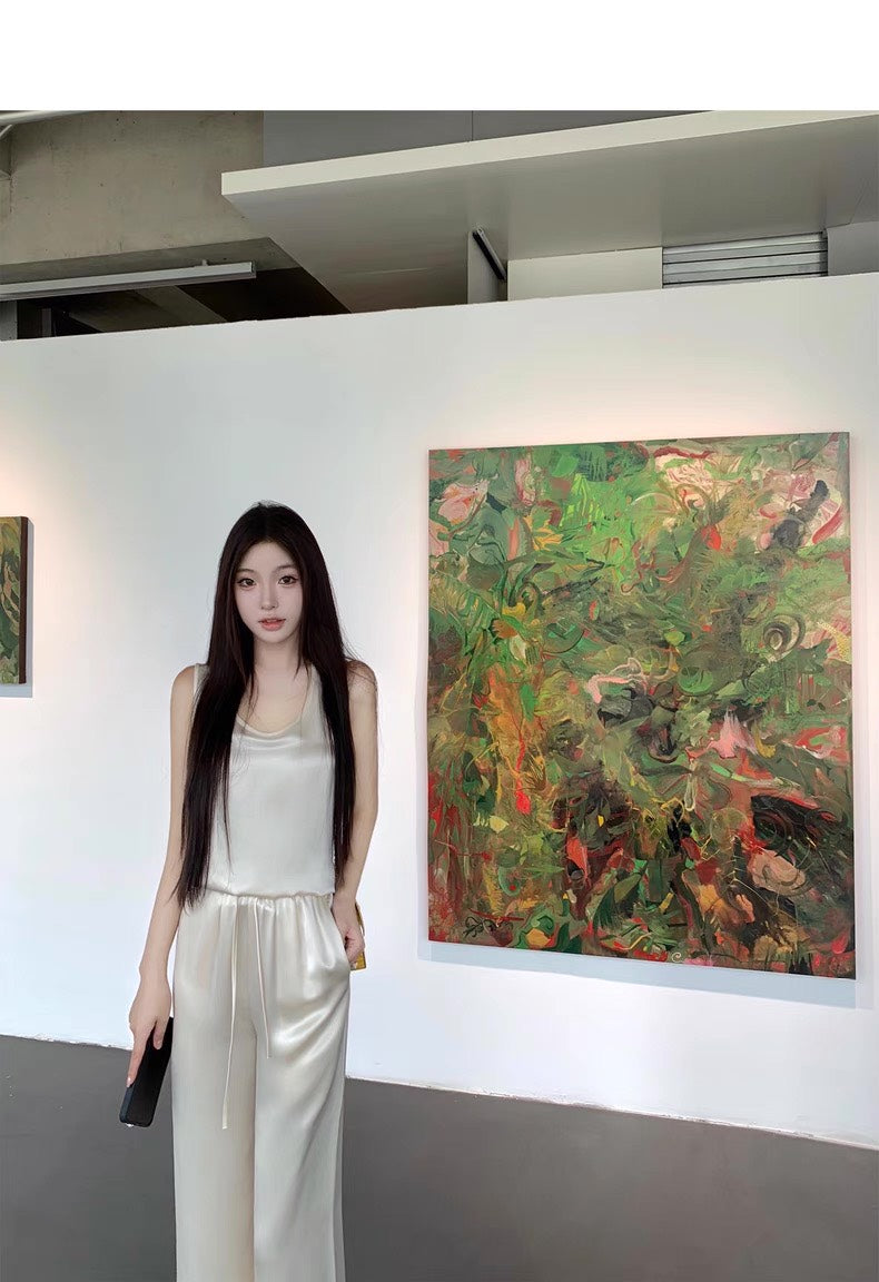 26Jun. 嬌生慣養老錢簡約醋酸U領背心休閒褲套裝 香檳色
