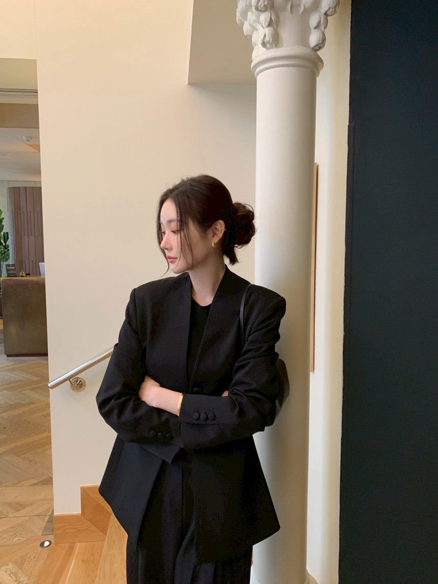 26Jun. 設計師剪裁設計復古款西外 黑