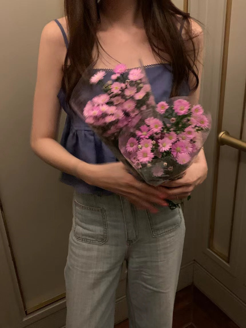 26Jun. 後背綁帶美胸短版背心 黑/藍