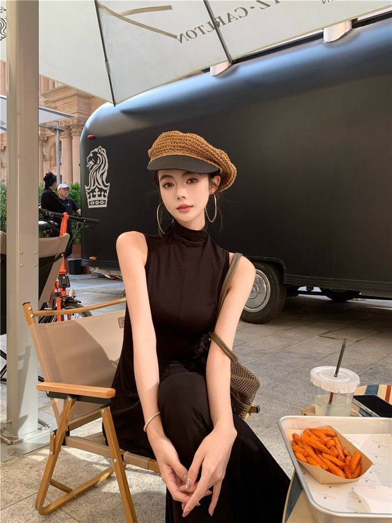 26Jun. 高貴魔都 貴氣半高領美背連身裙 黑