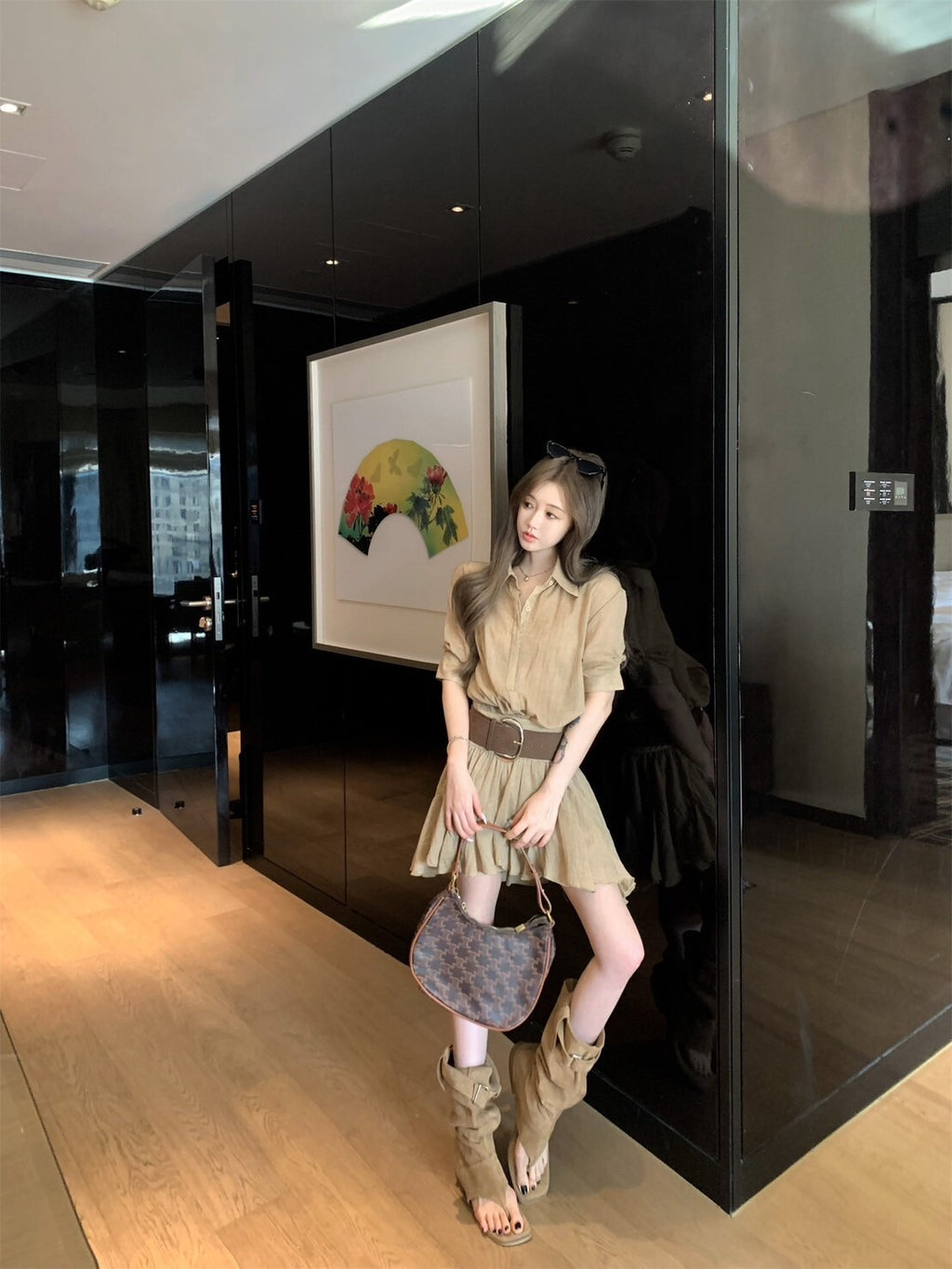 26Jun. ROW率性通勤工裝襯衫裙 卡其