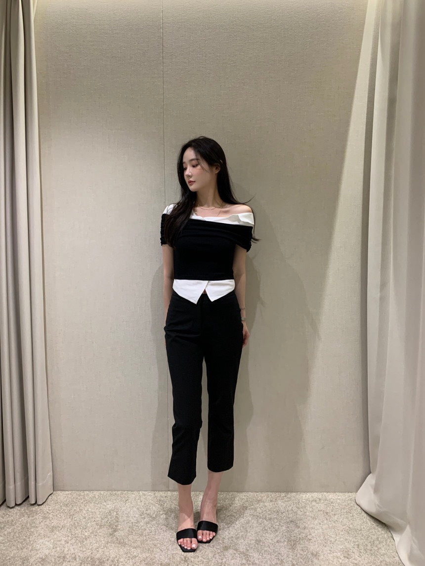 26Jun. Elle庫尼假兩件式襯衫上衣 黑