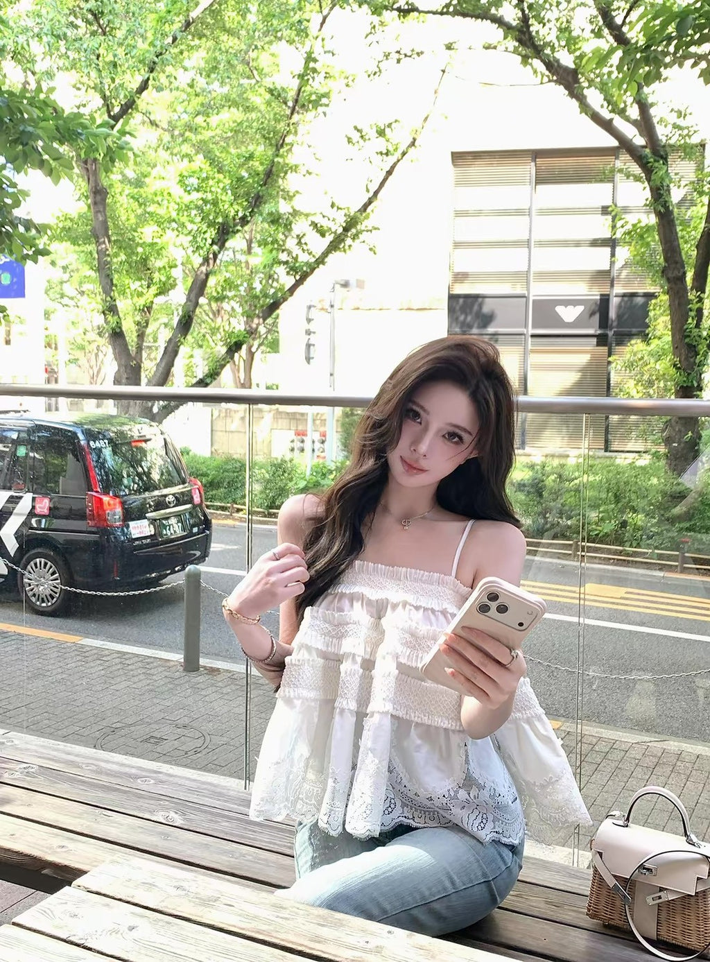 26Jul. 氣質歐膩zim*棉蕾絲拼接顯瘦背心 白