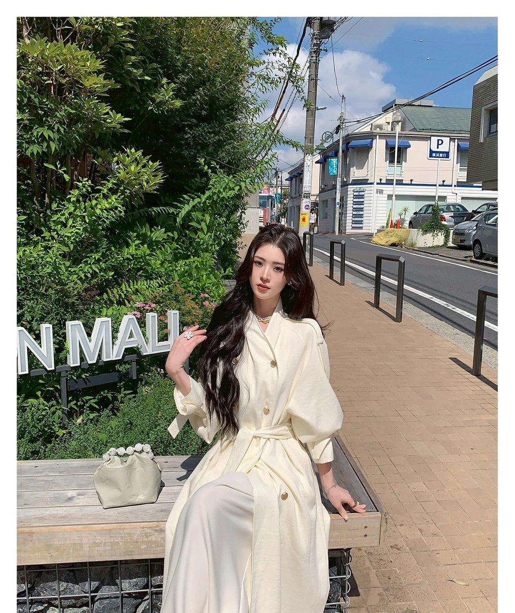 26Jun. 諾丁山秋冬雙排扣混紡風衣 玉白/深卡其