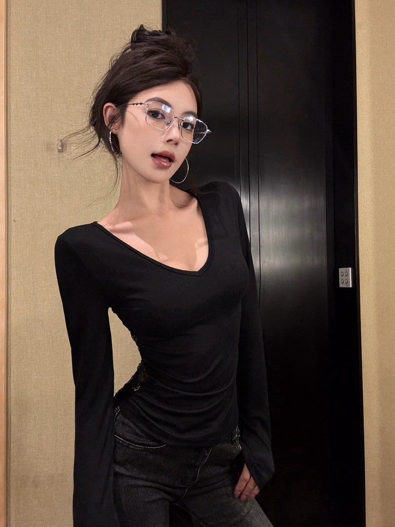 26Jun. 性感美背蕾絲棉設計感上衣 黑