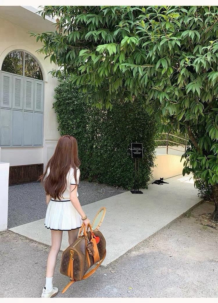 26Sep. Easy fitting 新款種愛少女網球針織套裝 白