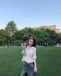 26Jun. 輪廓自洽挺版捲邊小袖休閒襯衫 白