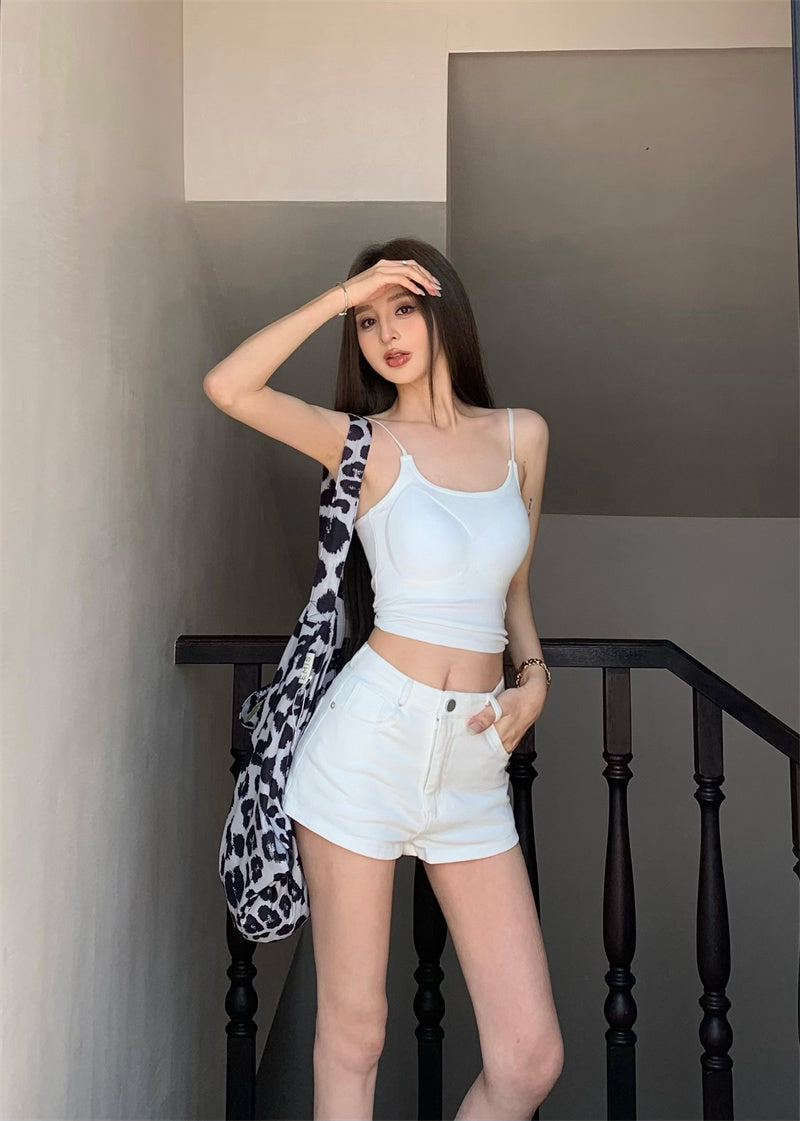 26Jun. 休閒百搭高腰修身短褲 白