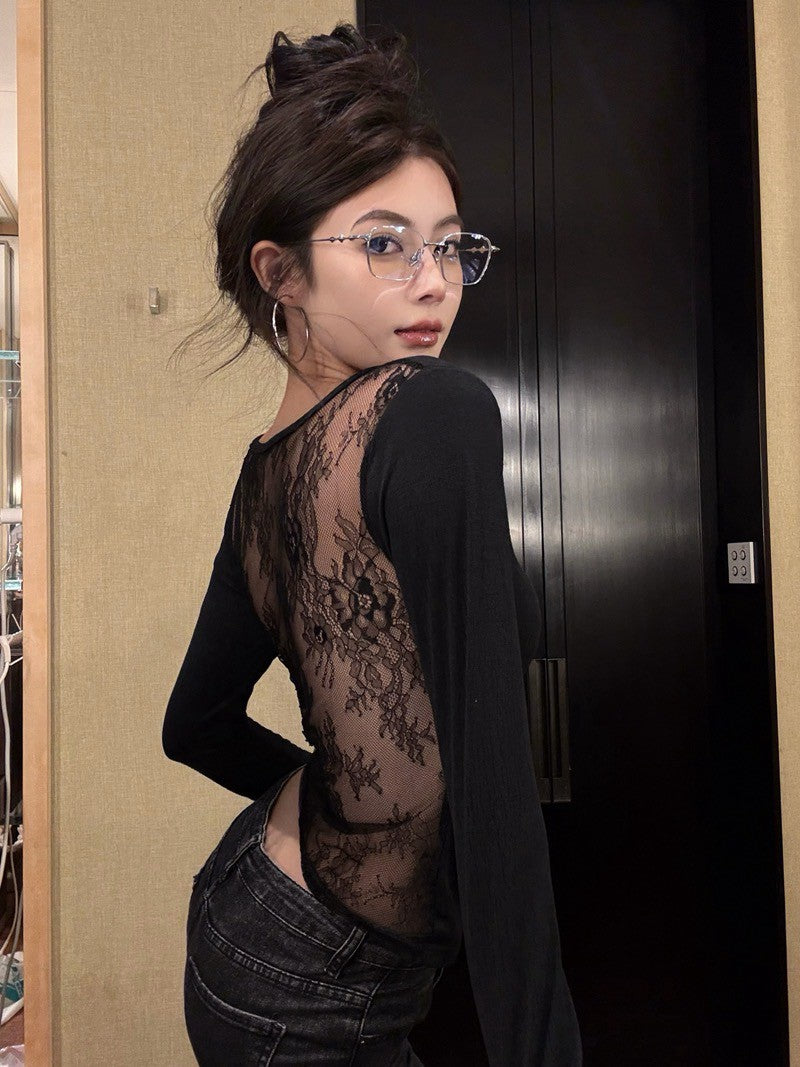 26Jun. 性感美背蕾絲棉設計感上衣 黑