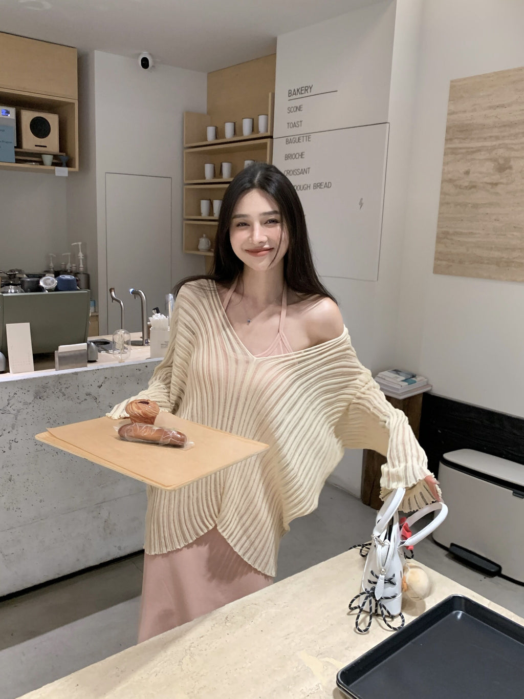 26Jun. 慵懶杏色罩衫 百搭綁帶連身裙 粉