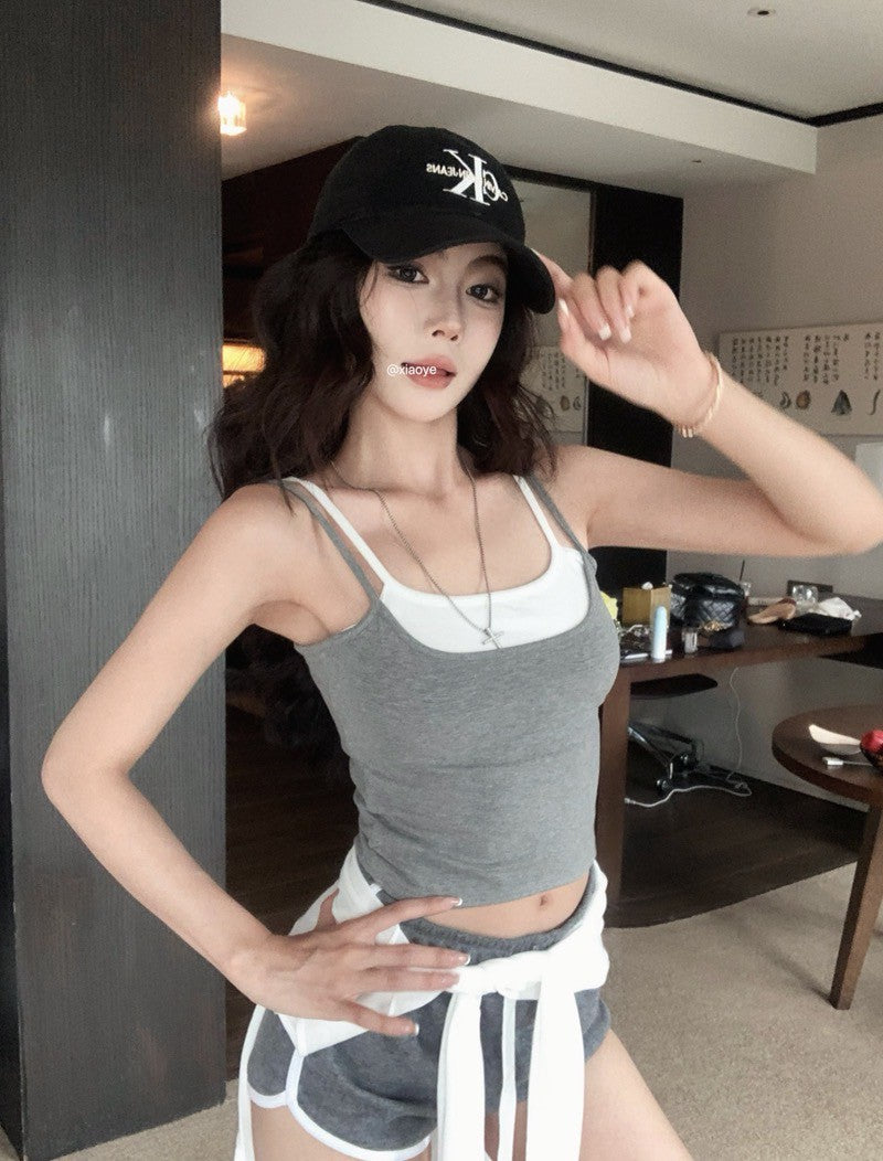 26Jun. 斬女outfit灰色系背心短褲 白色外罩衫