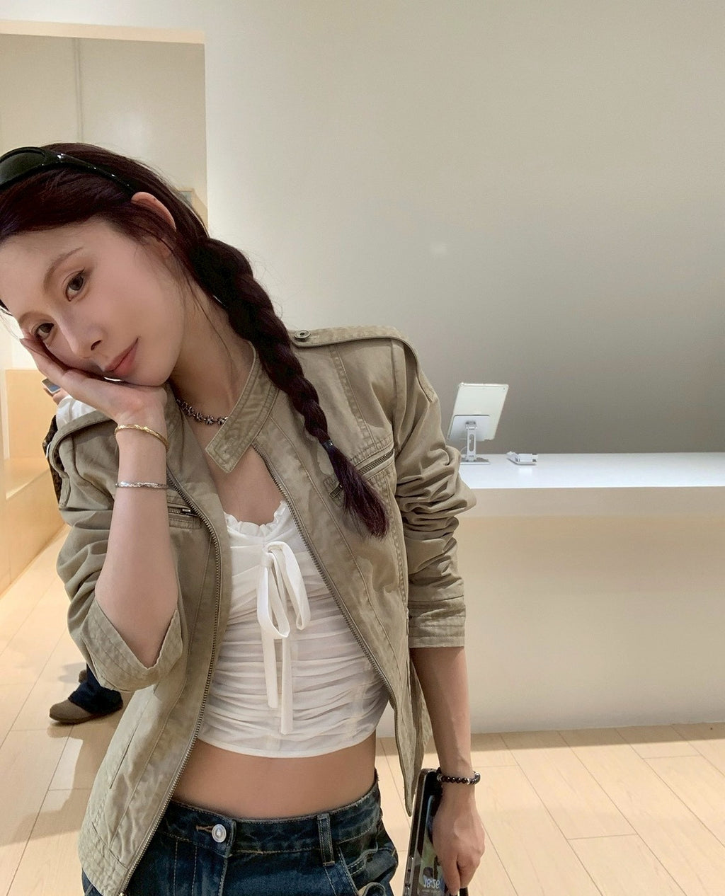 26Jun. 美式做舊立領正肩修身夾克 卡其