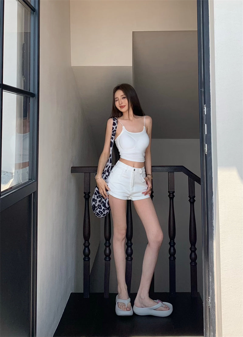 26Jun. 休閒百搭高腰修身短褲 白