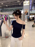 26Jun. 斬女瘦瘦斜肩純色上衣 白/黑