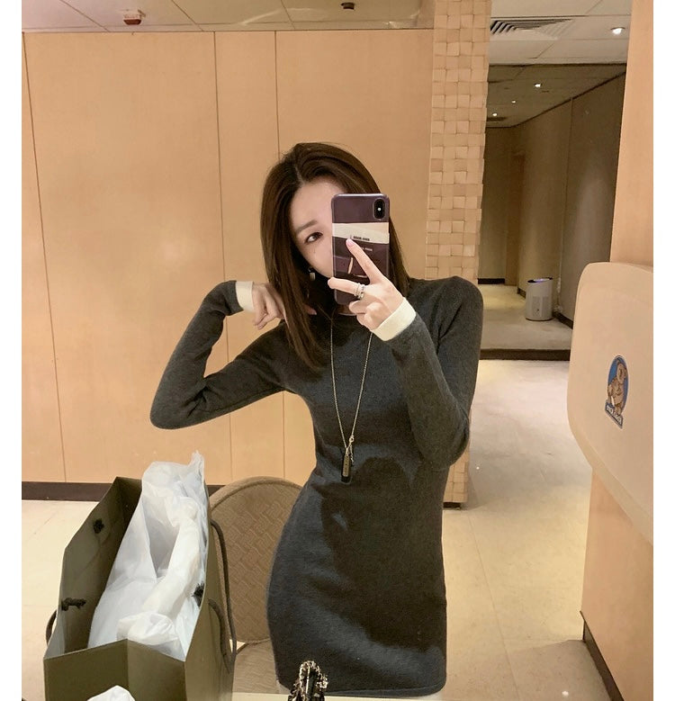 26Jun. 顯瘦修身拼色辣妹裙 淺灰