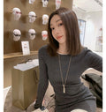 26Jun. 顯瘦修身拼色辣妹裙 淺灰