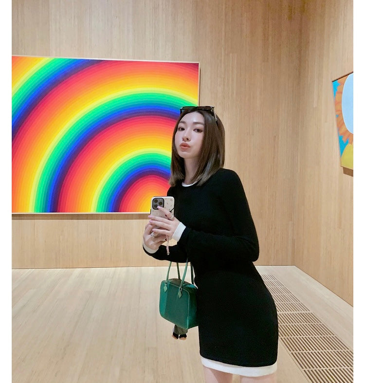 26Jun. 顯瘦修身拼色辣妹裙 黑