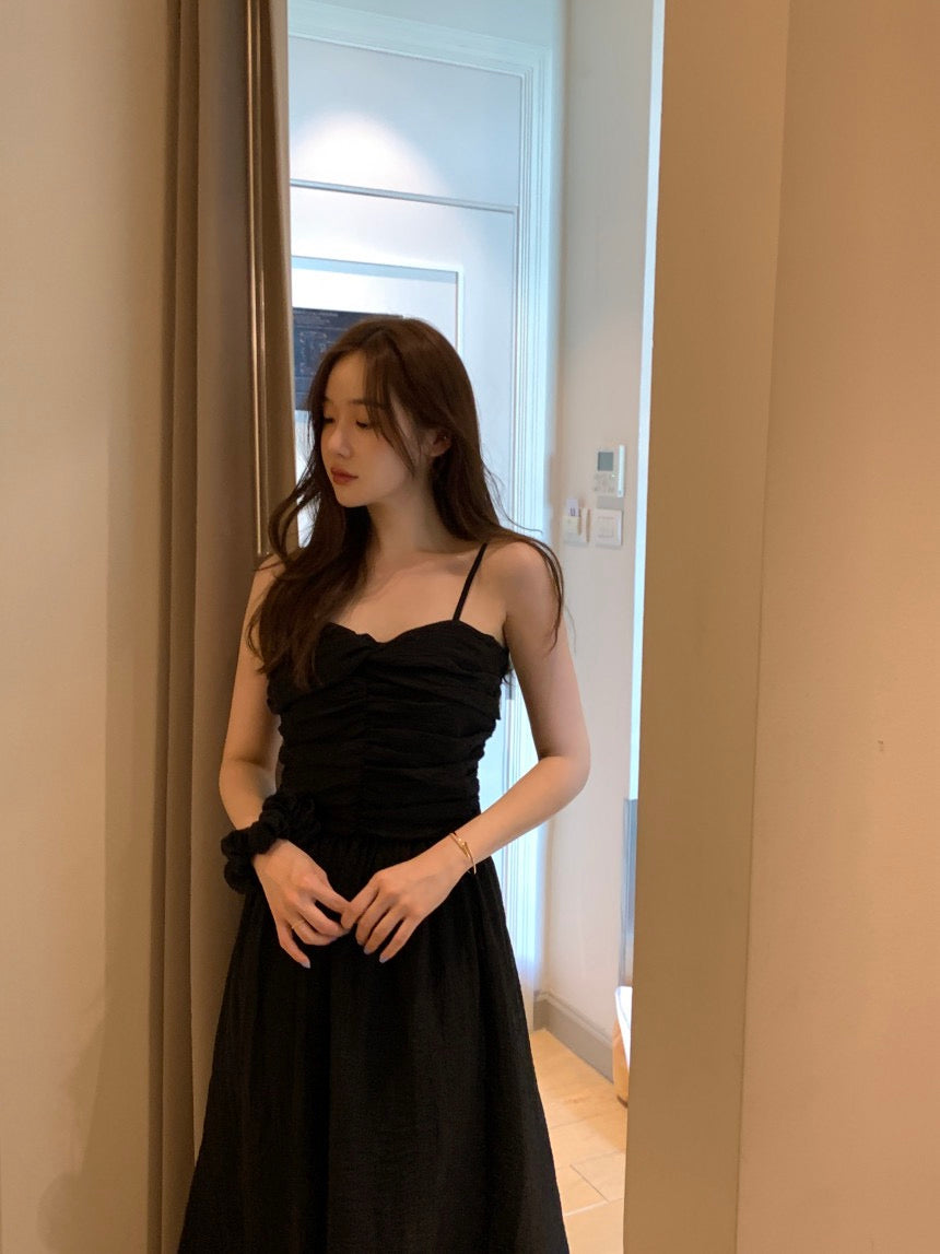 26Jun. 溫柔法式壓摺泡泡連身裙 綠色/黑色