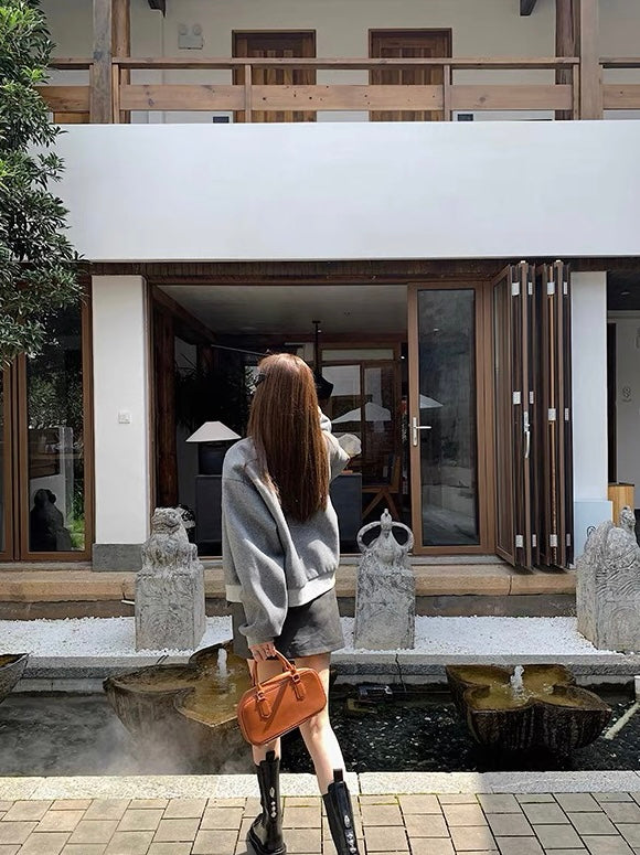 26Jun. JOY快樂學院 純色棒球外套 灰