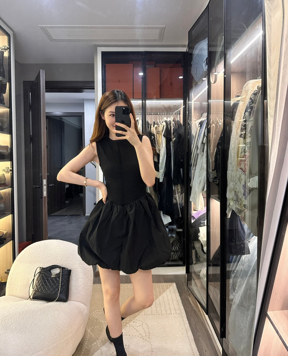 26Jun. 百搭背心拼接花苞裙 黑