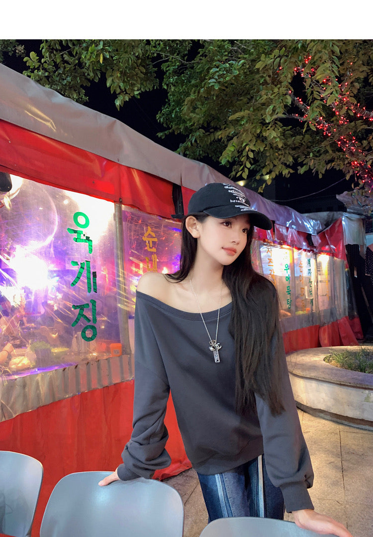 26Jun. 露思休閒慵懶私服穿搭款 斜肩上衣 內搭撞色背心 短褲