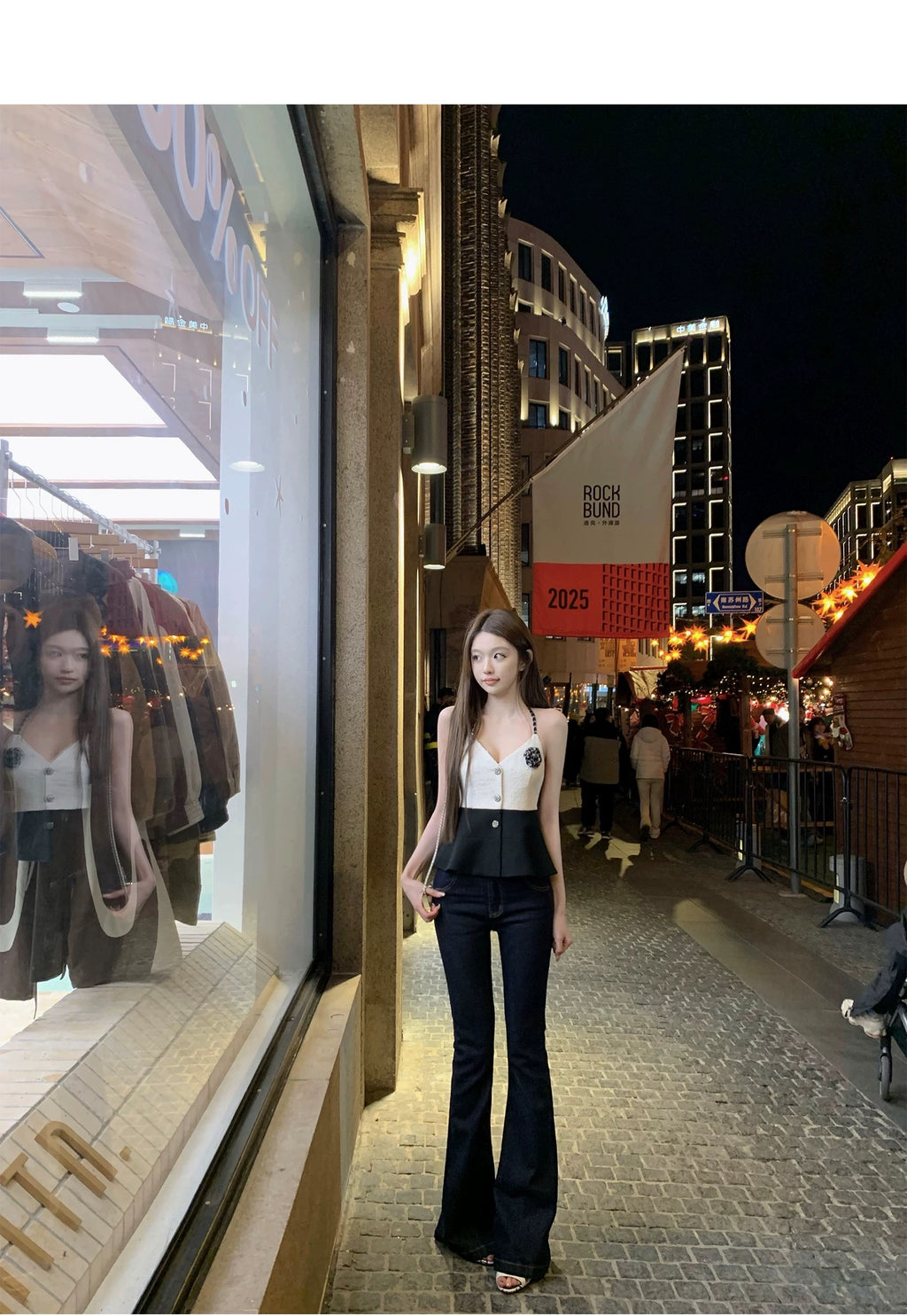 26Jun. 韓模美腿 牛仔原色中腰顯瘦微喇叭褲
