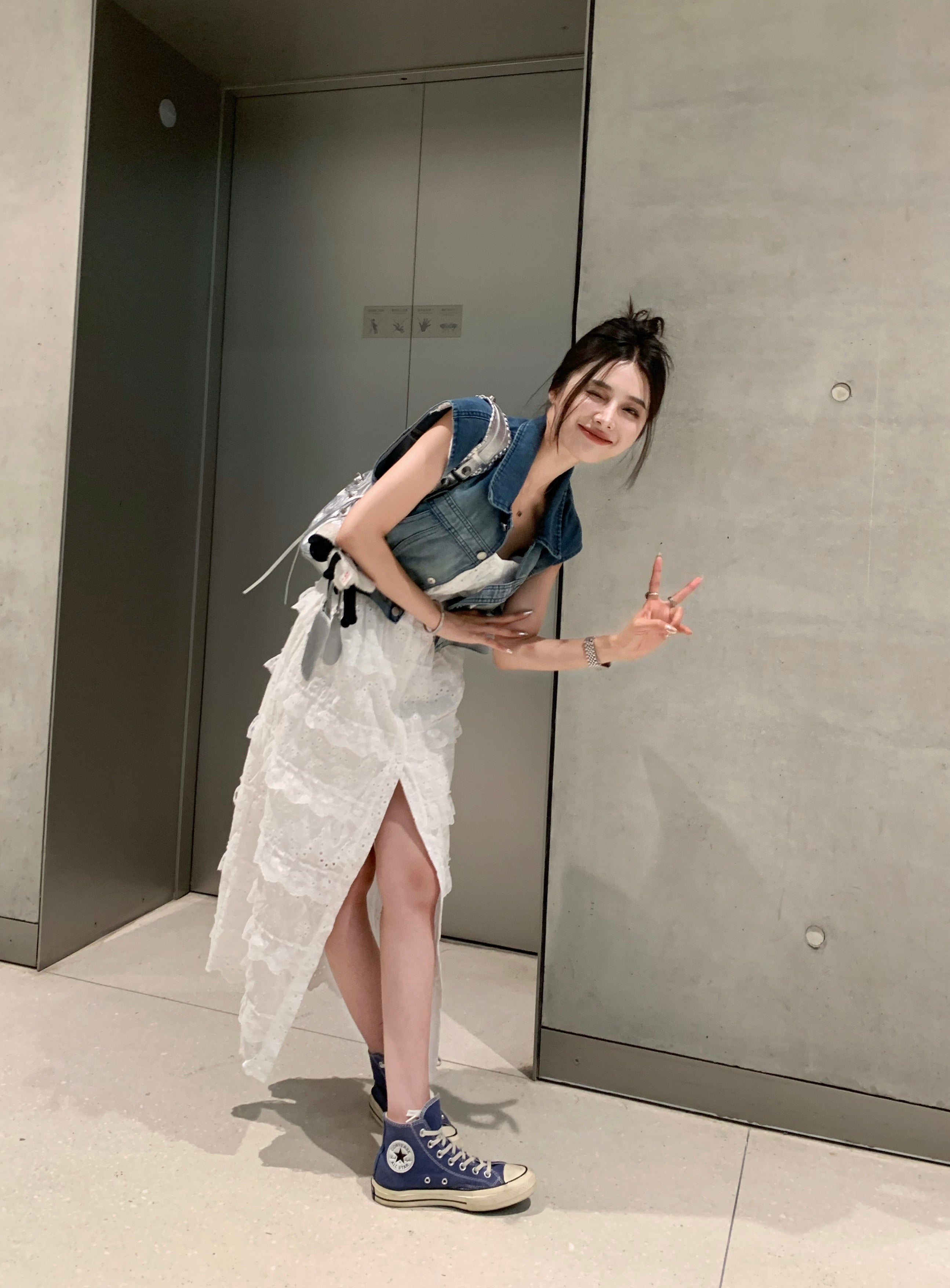 26Jun. 休閒漸變牛仔背心 唯美氣質蕾絲蛋糕裙洋裝