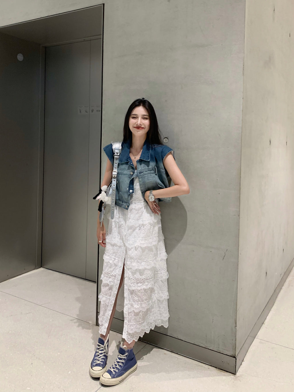 26Jun. 休閒漸變牛仔背心 唯美氣質蕾絲蛋糕裙洋裝