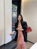 26Jun. 法式幾何紅色印花夏日連身裙 廓形西裝外套