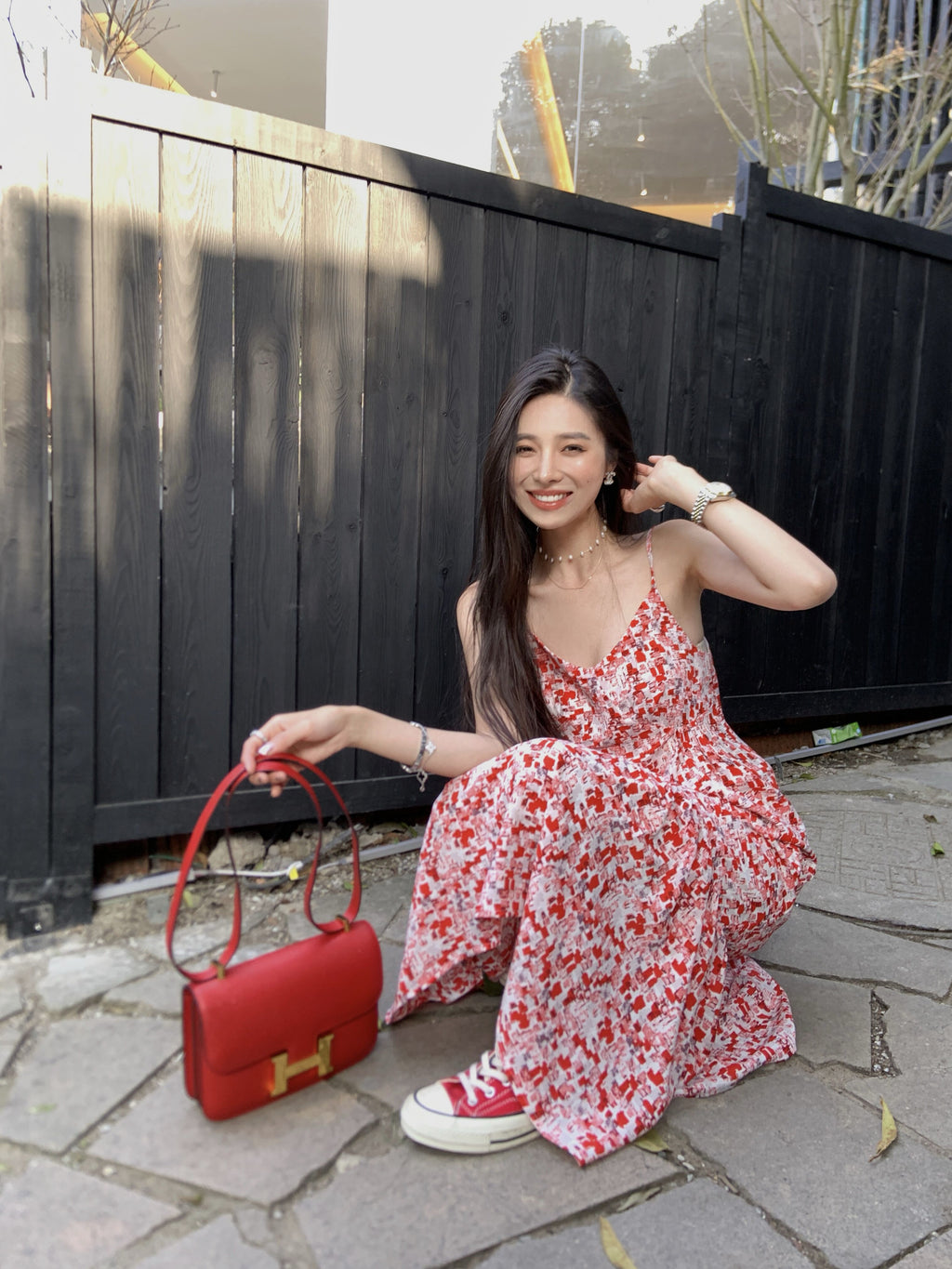 26Jun. 法式幾何紅色印花夏日連身裙 廓形西裝外套
