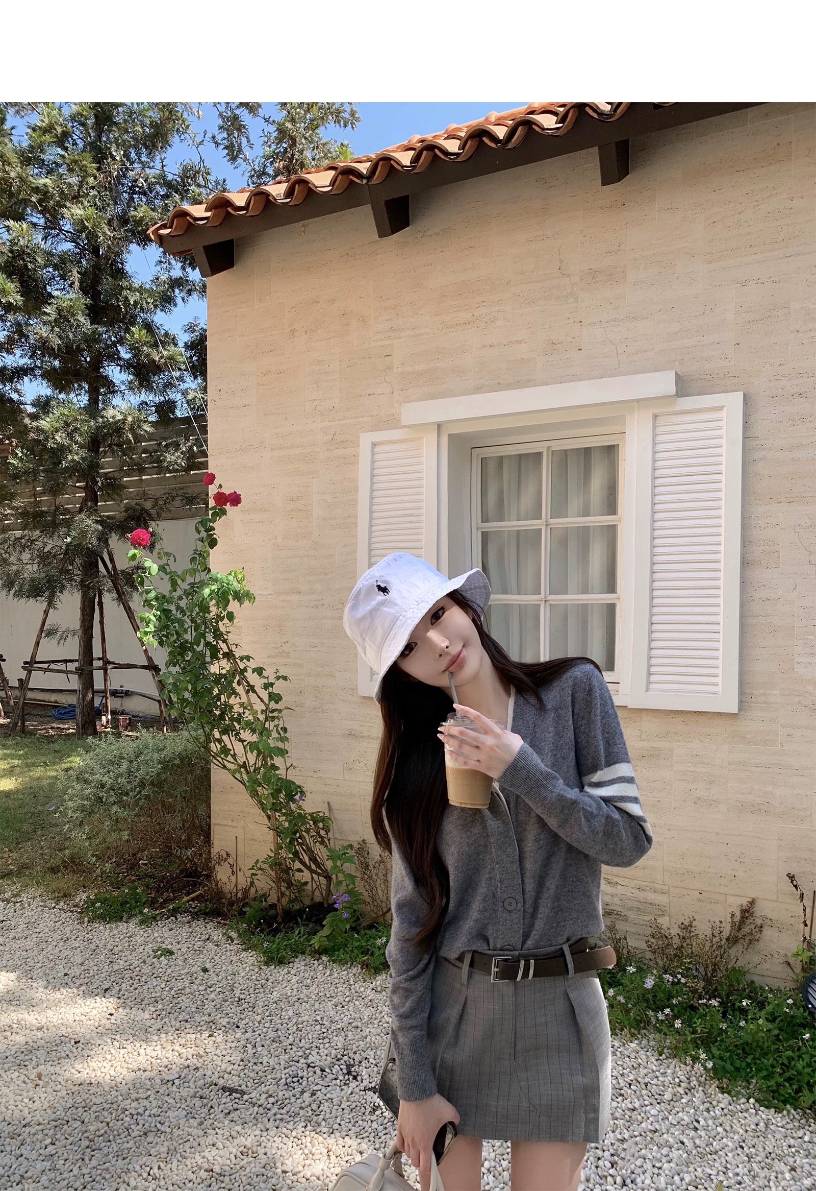 26Jun. 清純學妹 不挑人版型撞色針織外套 黑/灰