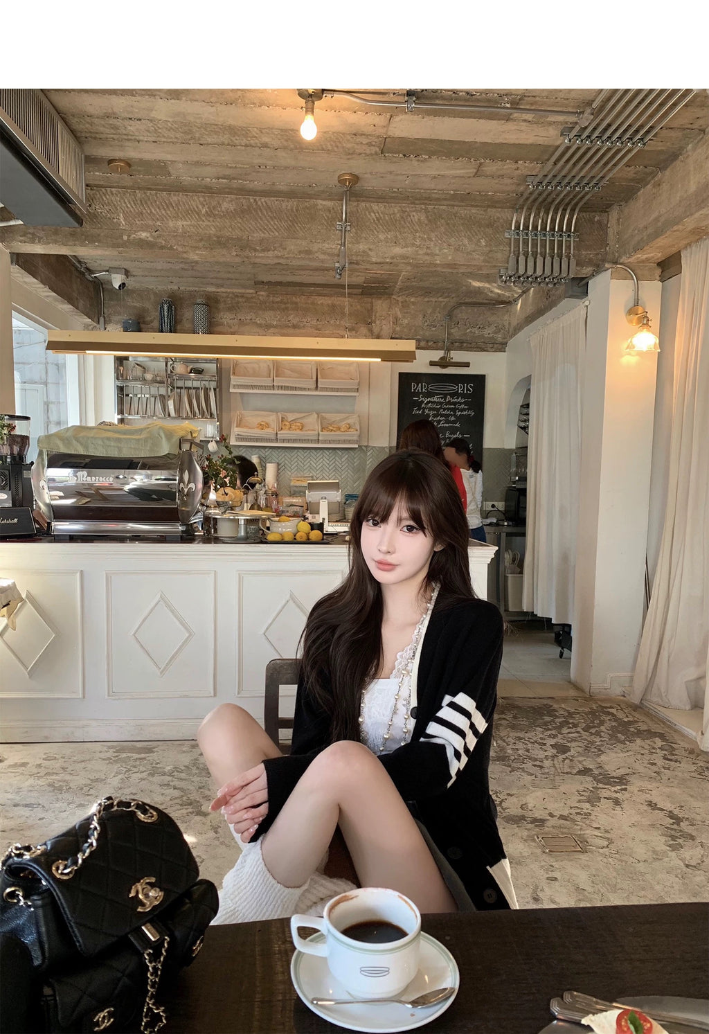 26Jun. 清純學妹 不挑人版型撞色針織外套 黑/灰