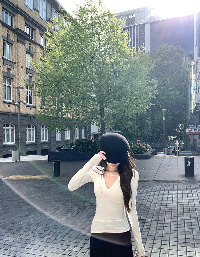 26Jun. 經典打底 純棉polo領純色修身上衣 白/灰