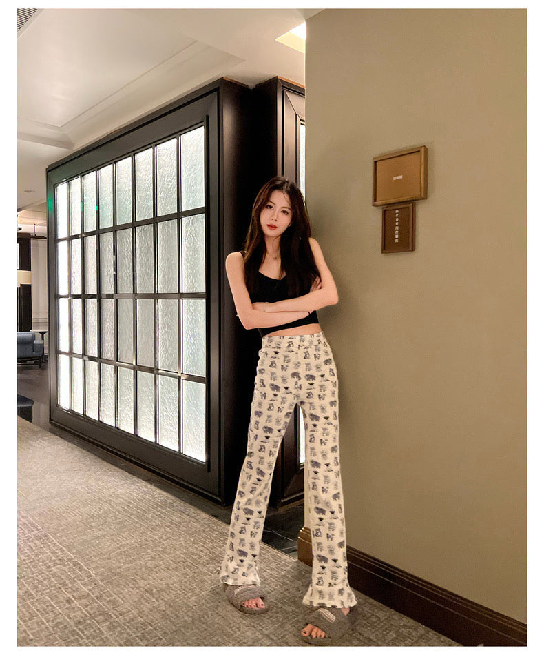 26Jun. puppy印花顯瘦喇叭褲