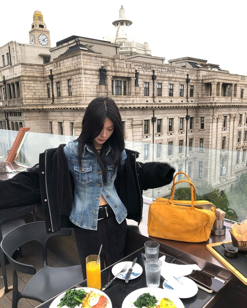 26Jun. 復古美式休閒收腰修身牛仔襯衫上衣
