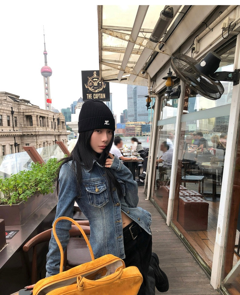 26Jun. 復古美式休閒收腰修身牛仔襯衫上衣