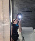 26Jun. 辣妹專屬 復古拉鍊口袋U領背心連身裙 黑