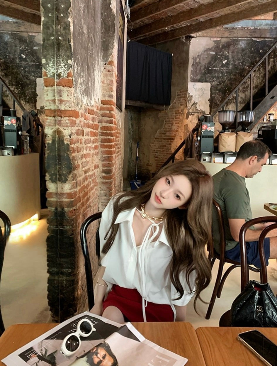 26Jun. 秀場Ancora輕奢感白襯衫 正紅半身裙