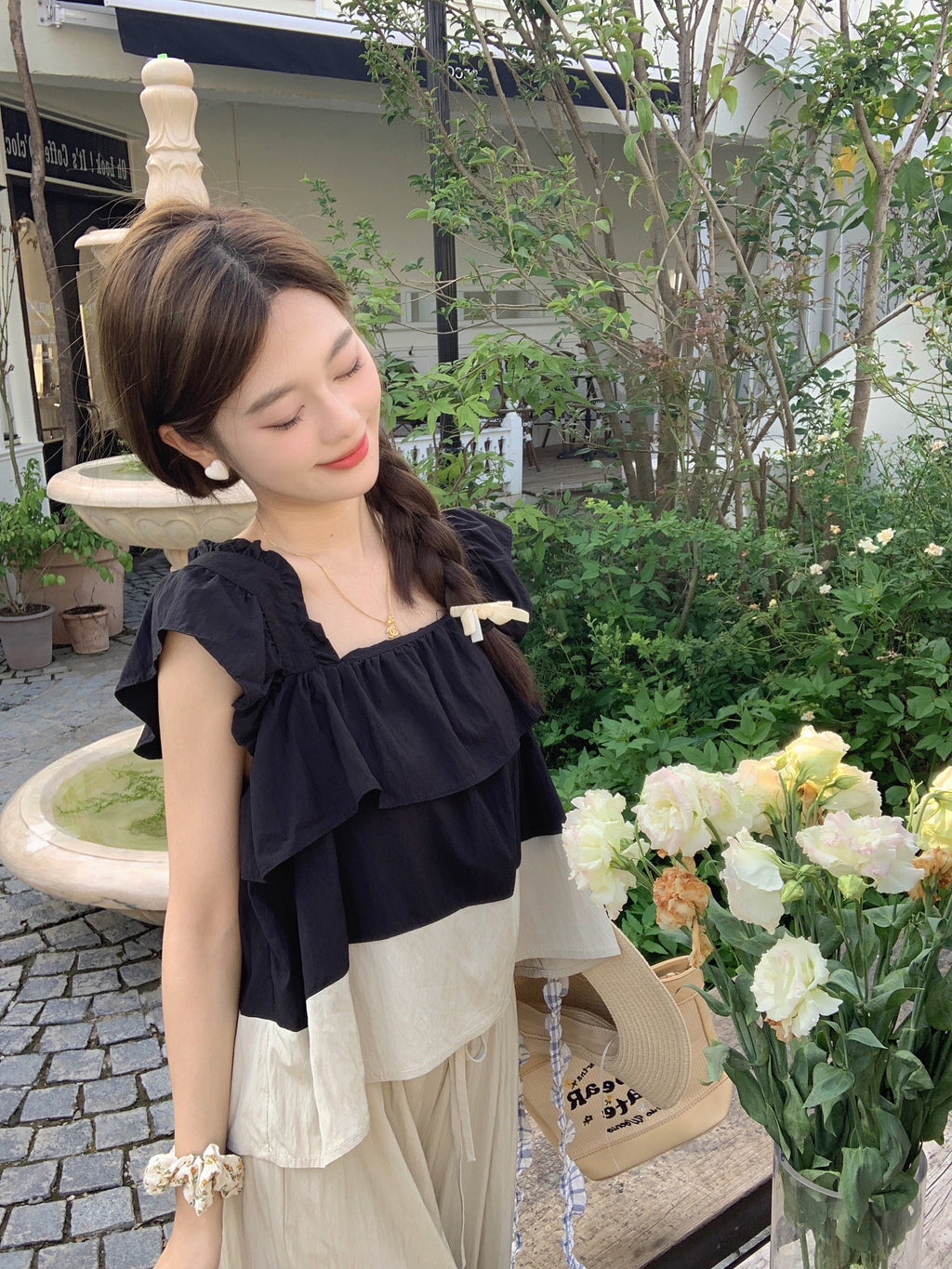 26Jun. 小飛袖拼色休閒褲套裝