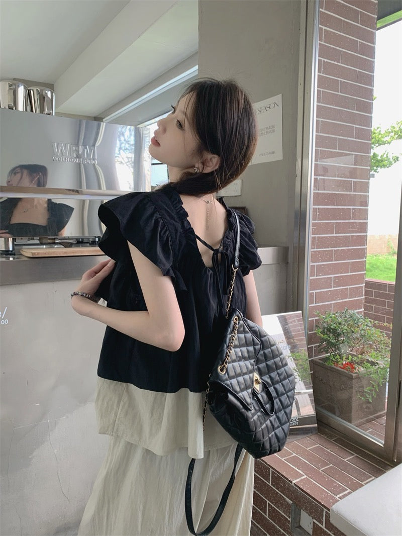 26Jun. 小飛袖拼色休閒褲套裝