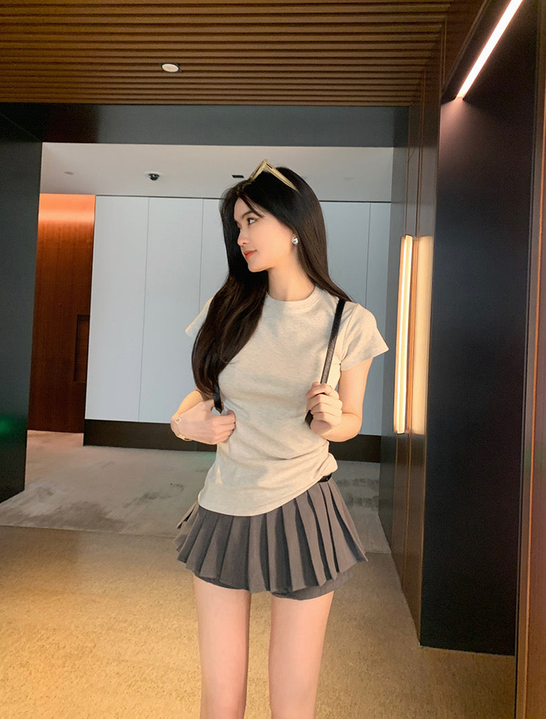 26Jun. 自留款正肩顯瘦T 麻灰
