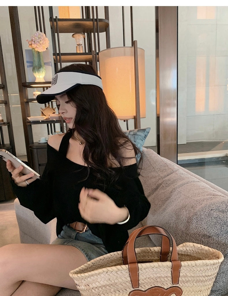 26Jun. 氣質微透視感罩衫 螺紋背心套裝 黑