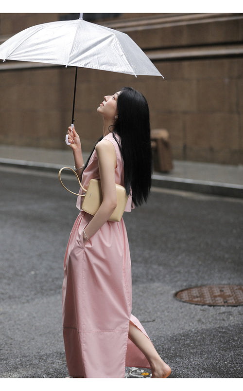 26Jun. 夏日鬱金香色系 通勤圓領半身裙套裝 櫻花粉